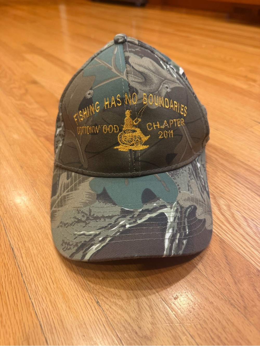 Fishing Has No Boundaries Camouflage Baseball Cap - Green/Brown
